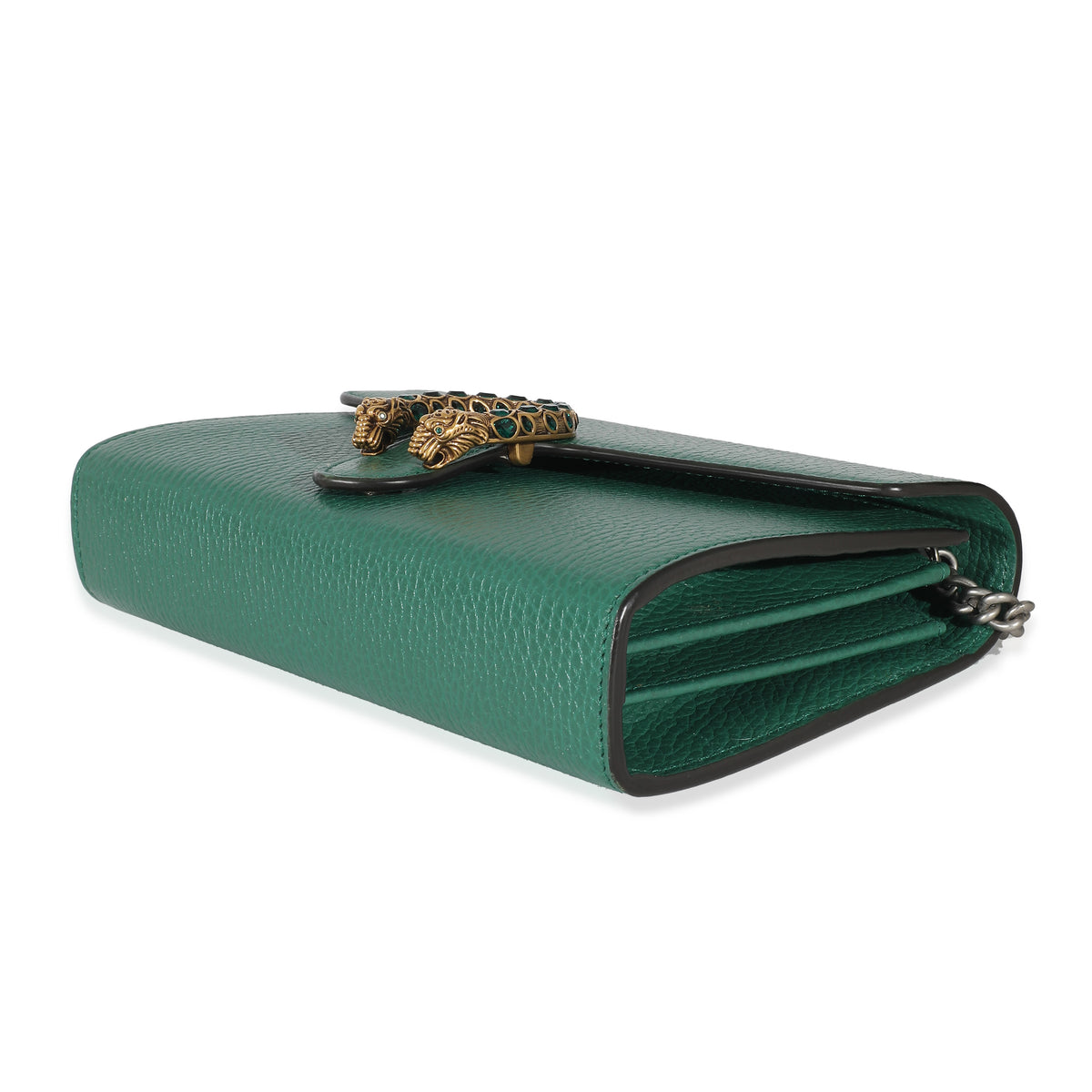 Gucci Emerald Grained Calfskin Mini Dionysus Chain Wallet