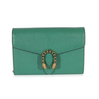 Gucci Emerald Grained Calfskin Mini Dionysus Chain Wallet