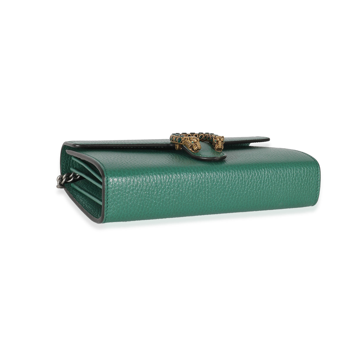 Gucci Emerald Grained Calfskin Mini Dionysus Chain Wallet