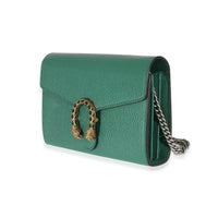 Gucci Emerald Grained Calfskin Mini Dionysus Chain Wallet