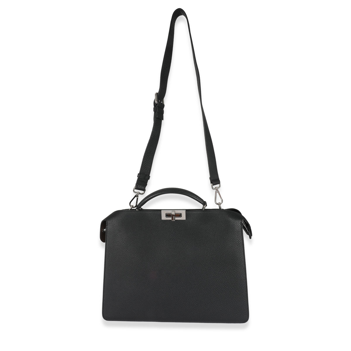 Fendi Black Cuoio Romano Leather Medium Iseeu Peekaboo