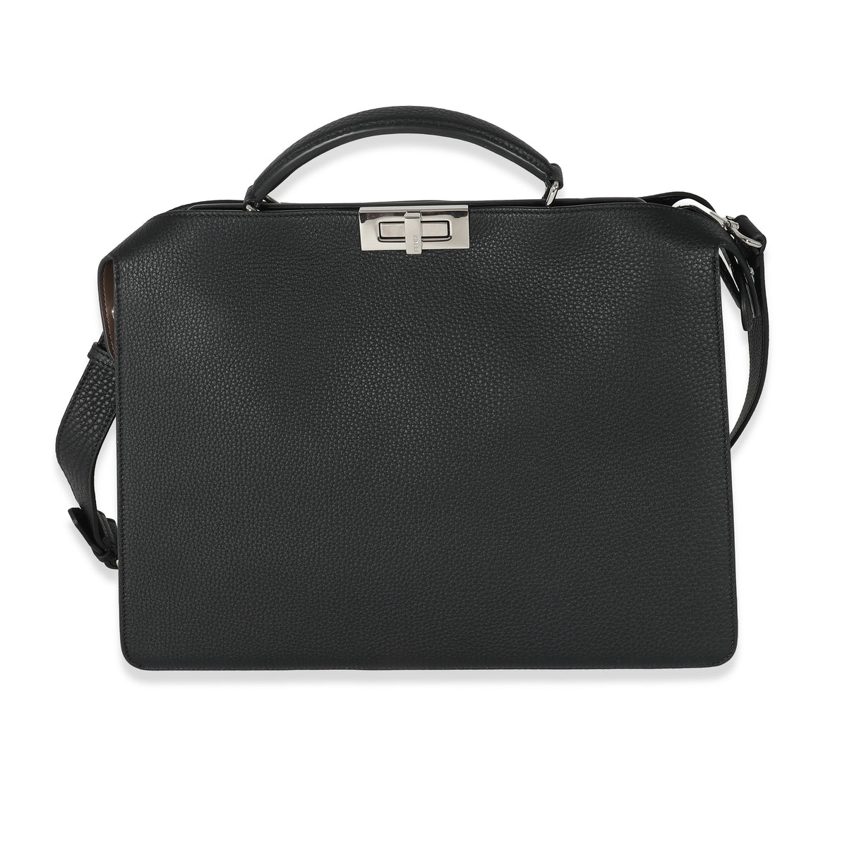 Fendi Black Cuoio Romano Leather Medium Iseeu Peekaboo