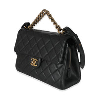 Chanel Black Calfskin Medium Trapezio Flap Bag