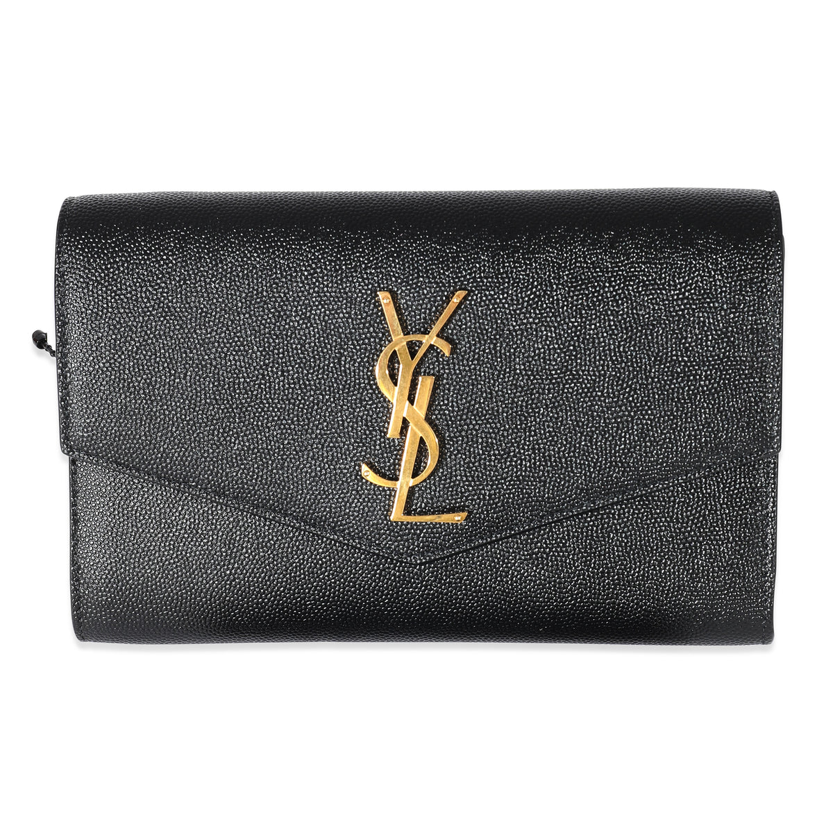 Saint Laurent Black Pebbled Calfskin Uptown Chain Wallet