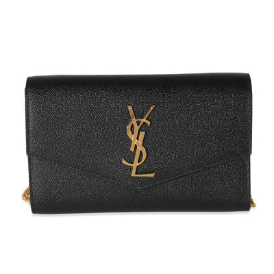 Saint Laurent Black Pebbled Calfskin Uptown Chain Wallet