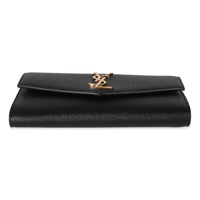 Saint Laurent Black Pebbled Calfskin Uptown Chain Wallet