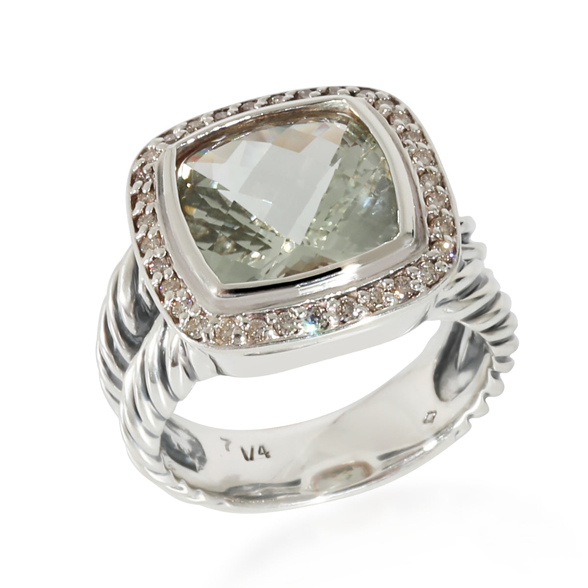 David Yurman Albion Prasiolite Ring in Sterling Silver Green 0.22 CTW