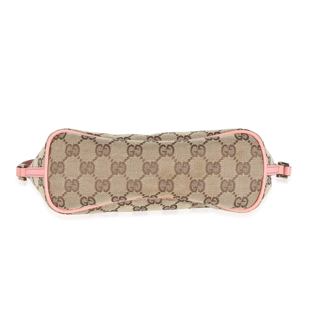 Gucci Pink Leather Beige GG Canvas Boat Pochette