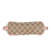 Gucci Pink Leather Beige GG Canvas Boat Pochette