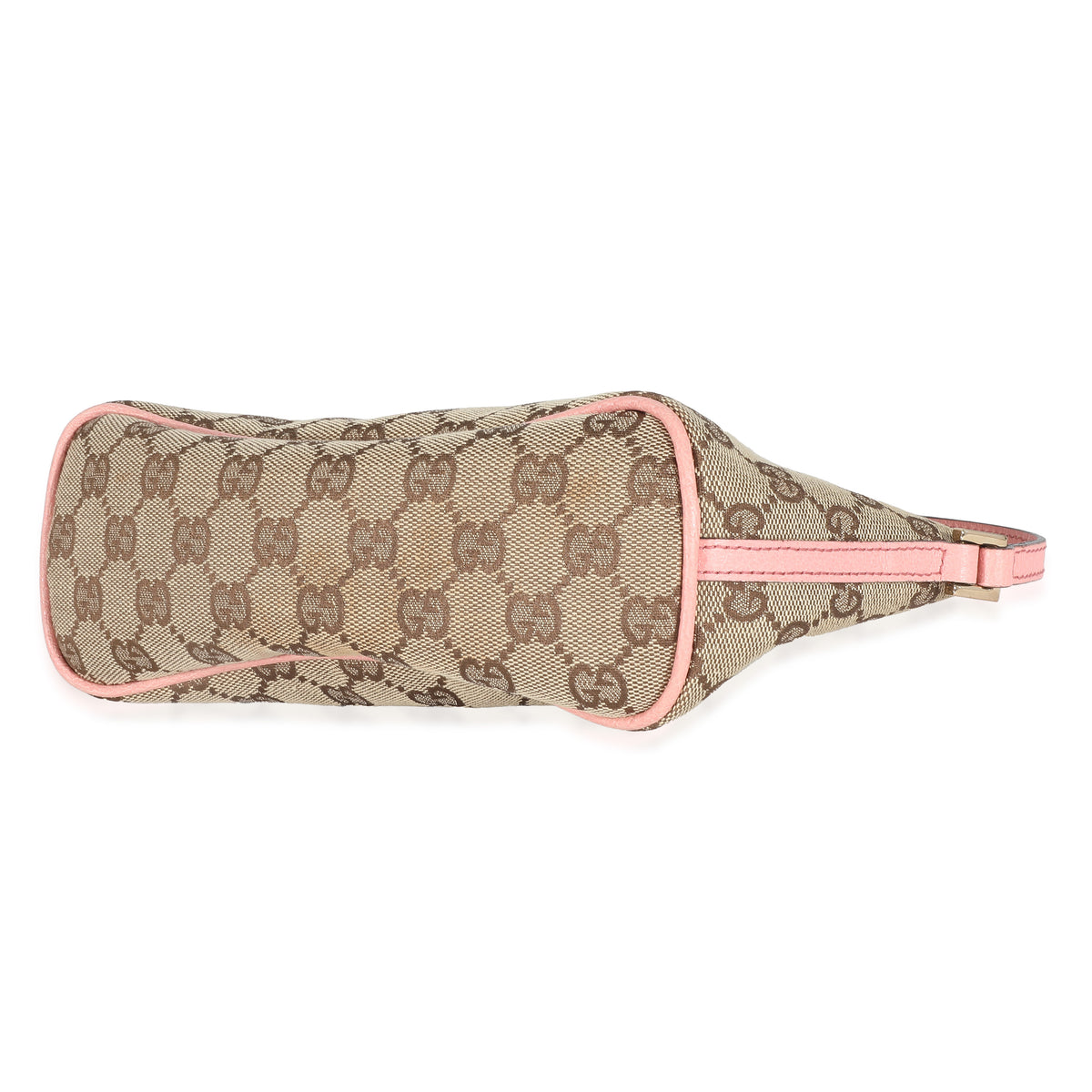 Gucci Pink Leather Beige GG Canvas Boat Pochette