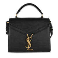 Saint Laurent Black Grain De Poudre Cassandra Mini Top Handle