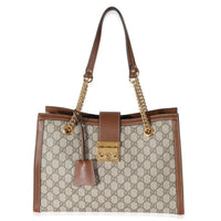 Gucci Beige GG Supreme Medium Padlock Tote