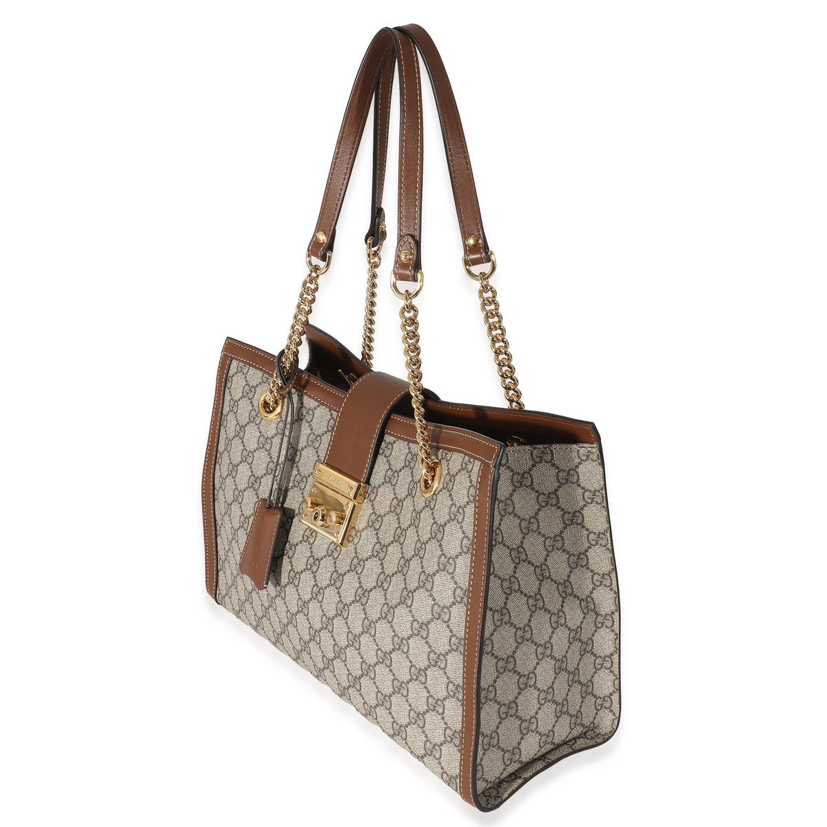 Gucci Beige GG Supreme Medium Padlock Tote