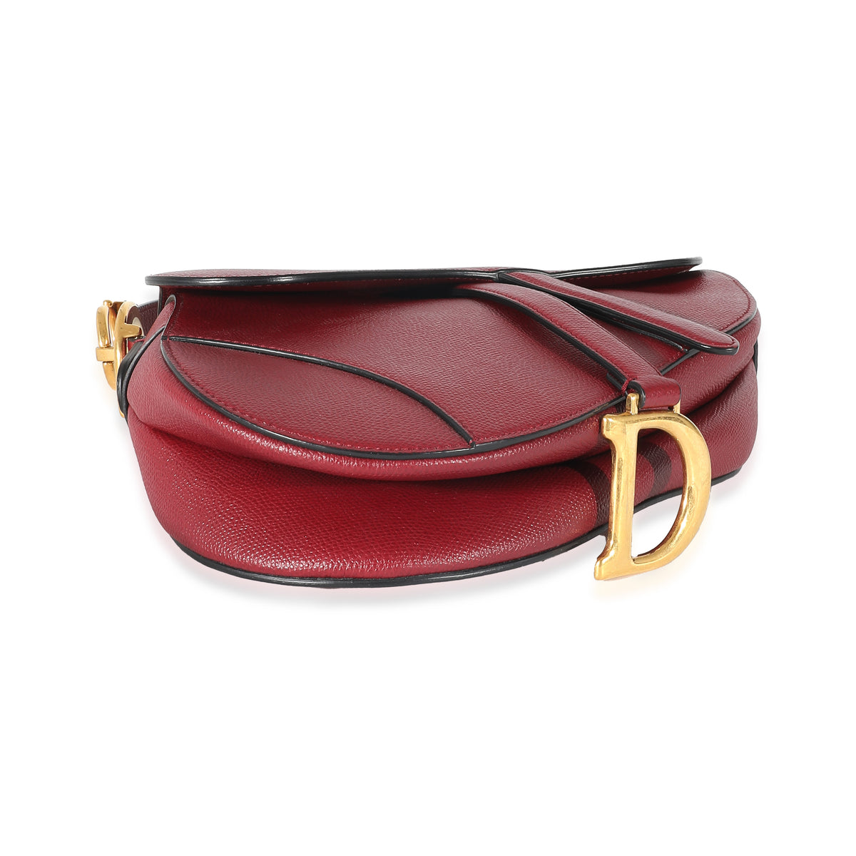 Christian Dior Cherry Red Grained Calfskin Saddle Bag