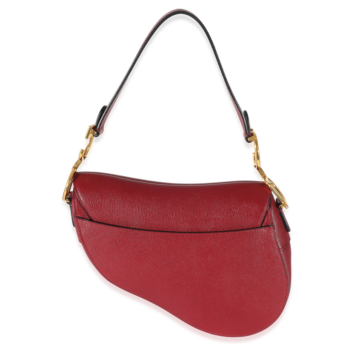 Christian Dior Cherry Red Grained Calfskin Saddle Bag