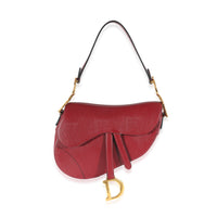 Christian Dior Cherry Red Grained Calfskin Saddle Bag