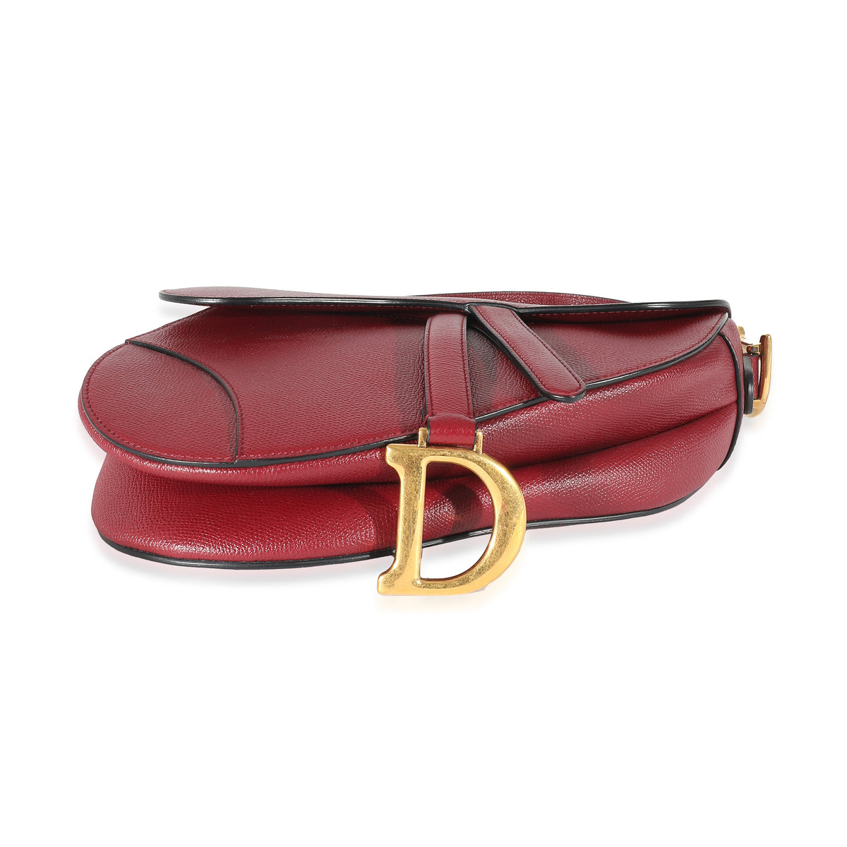 Christian Dior Cherry Red Grained Calfskin Saddle Bag