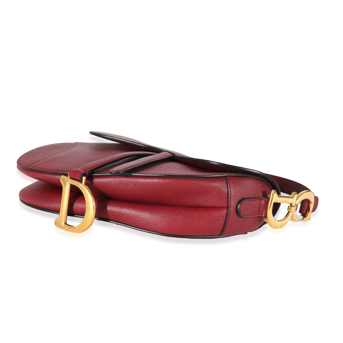 Christian Dior Cherry Red Grained Calfskin Saddle Bag