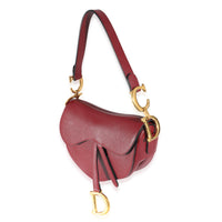 Christian Dior Cherry Red Grained Calfskin Saddle Bag