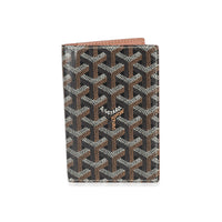 Goyard Black Tan Goyardine Canvas Grenelle Passport Cover