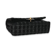 Chanel Black Tweed Woven Leather Medium Classic Double Flap Bag