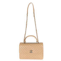 Chanel Beige Chevron Lambskin Medium Trendy Bag