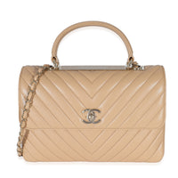 Chanel Beige Chevron Lambskin Medium Trendy Bag