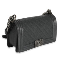 Chanel Black Quilted Caviar Medium Boy Bag