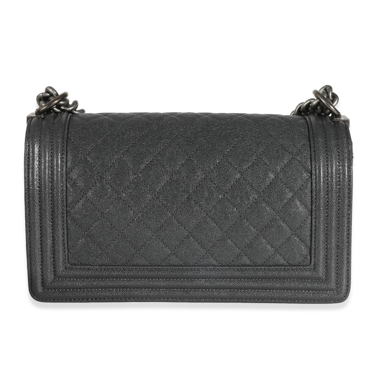 Chanel Black Quilted Caviar Medium Boy Bag