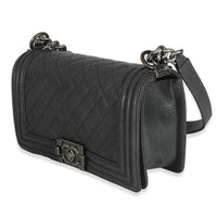 Chanel Black Quilted Caviar Medium Boy Bag