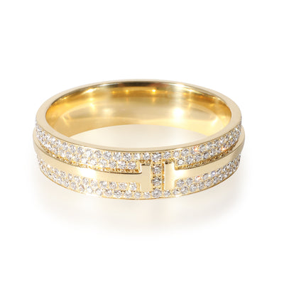 Tiffany & Co. T Wide Pave Diamond Ring in 18k Yellow Gold 0.73 CTW