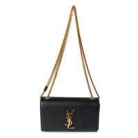 Saint Laurent Black Grain De Poudre Small Monogram Kate Bag