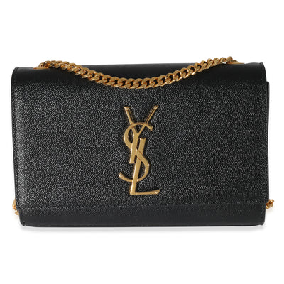 Saint Laurent Black Grain De Poudre Small Monogram Kate Bag