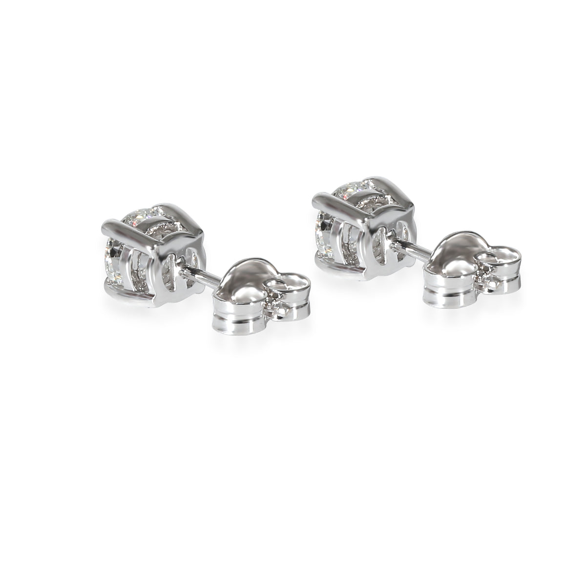 Diamond 4 Prong Stud Earring in 18K White Gold D VVS1 1.38 CTW