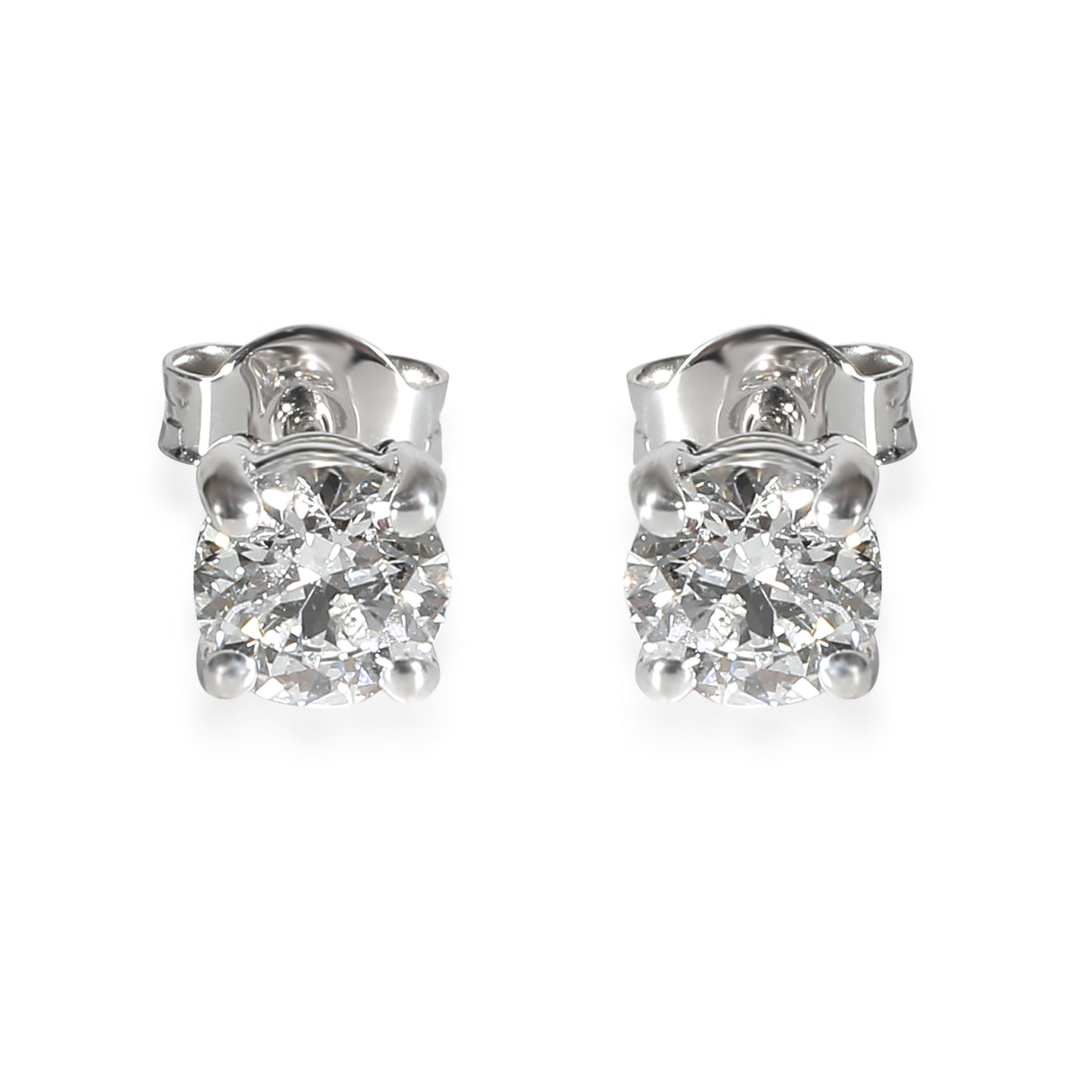 Diamond 4 Prong Stud Earring in 18K White Gold D VVS1 1.38 CTW