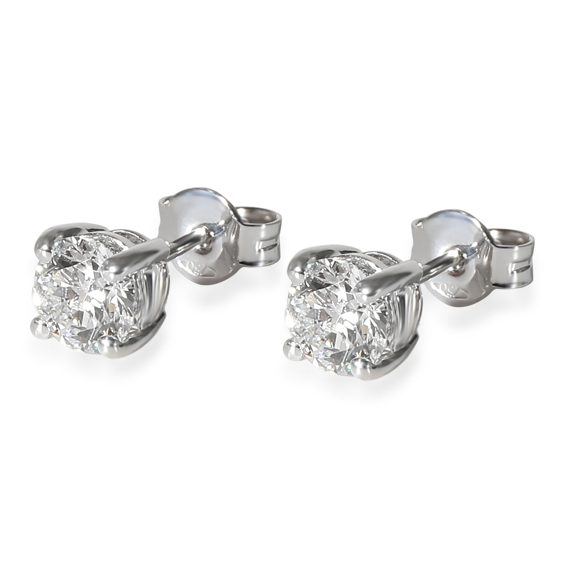 Diamond 4 Prong Stud Earring in 18K White Gold D VVS1 1.38 CTW