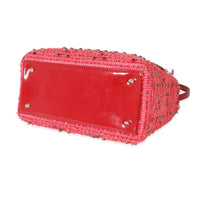 Christian Dior Pink Red Tweed Fringe Medium Lady Dior