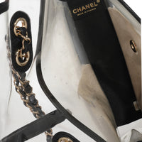 Chanel Black Lambskin PVC Sand By The Sea Medium Flap Bag