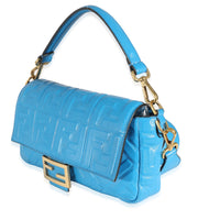 Fendi Blue Royal Nappa FF 1974 Embossed NM Baguette