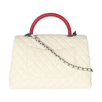 Chanel Cream Quilted Caviar Medium Coco Top Handle