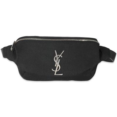 Saint Laurent Black Canvas Cassandre Classic Belt Bag