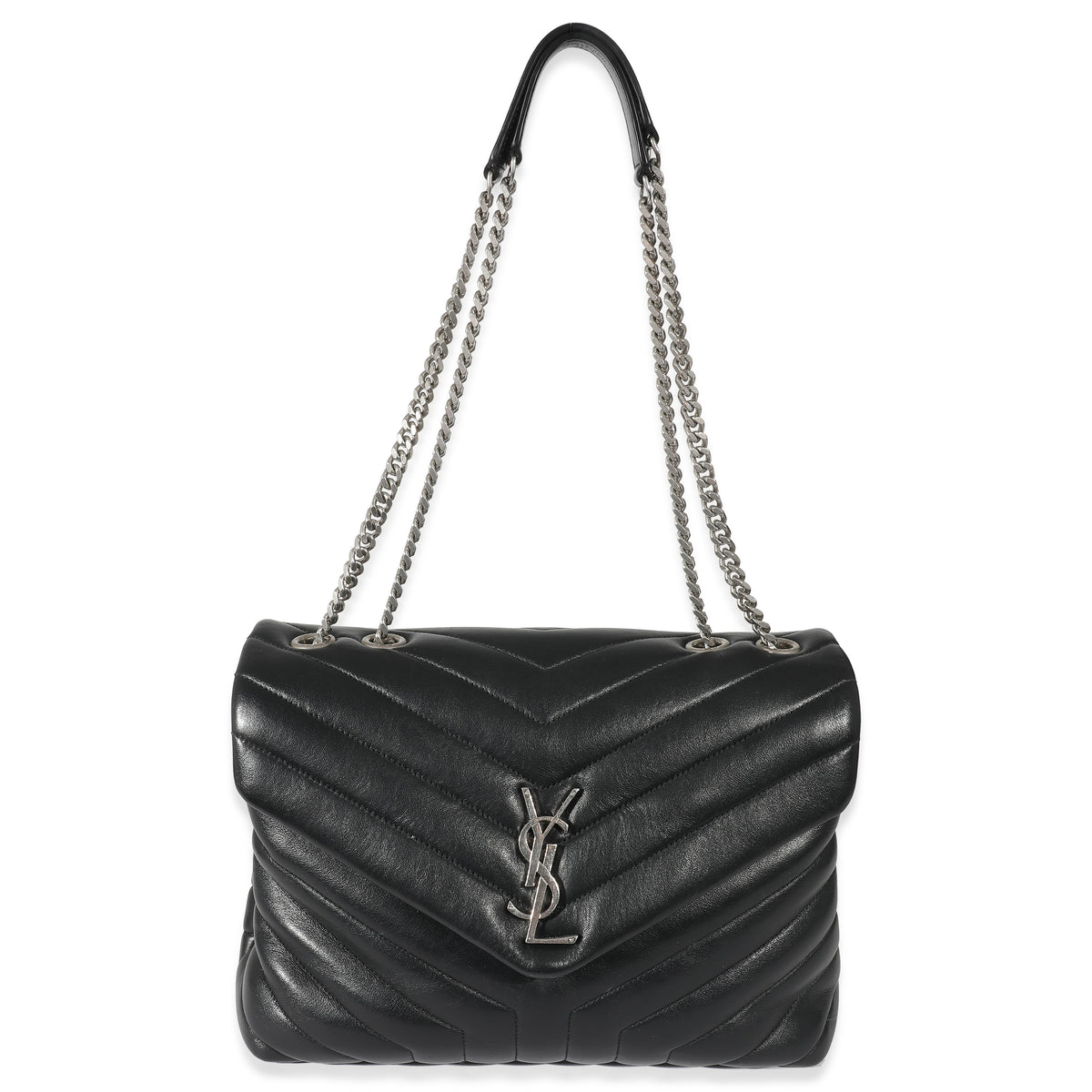 Saint Laurent Black Matelassé Leather Medium Loulou Bag