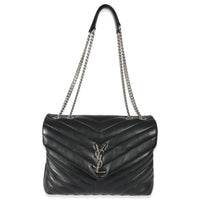 Saint Laurent Black Matelassé Leather Medium Loulou Bag