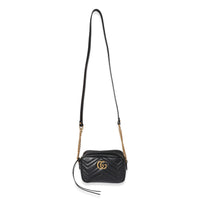 Gucci Black Matelasse Mini GG Marmont Shoulder Bag