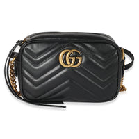 Gucci Black Matelasse Mini GG Marmont Shoulder Bag