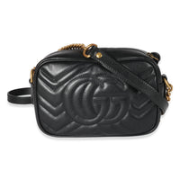 Gucci Black Matelasse Mini GG Marmont Shoulder Bag