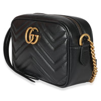 Gucci Black Matelasse Mini GG Marmont Shoulder Bag