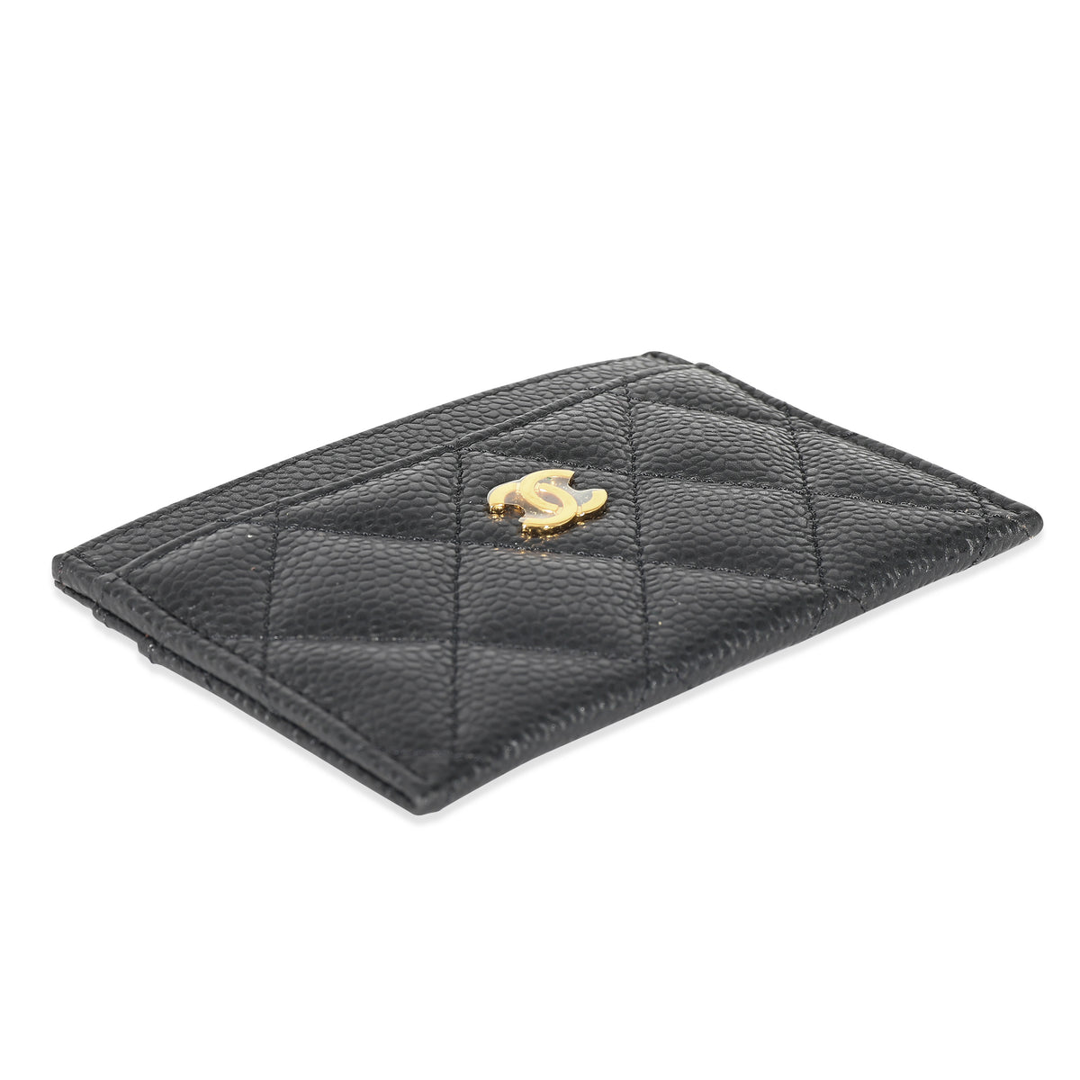 Chanel Black Quilted Caviar Card Case