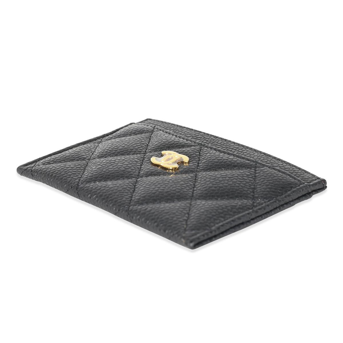 Chanel Black Quilted Caviar Card Case