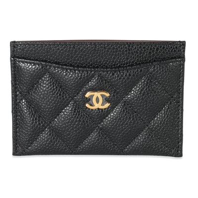 Chanel Black Quilted Caviar Card Case